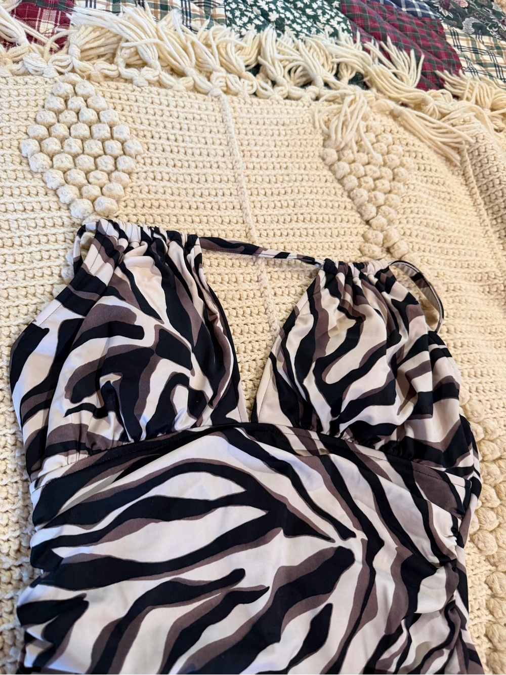 Miraclesuit Black White Taupe Zebra-Print One-Piece Swimsuit